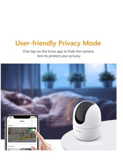 IMOU Ranger 2 Indoor WiFi 2K Live Cam, 8x Digital Zoom, Motorized Pan and Tilt with 360° Coverage View, Accurate Human and Pet Detection, Smart Night Vision (Up to 10m), Privacy Mode, Smart Tracking, Two-Way Talk, MicroSD Slot (up to 256 GB)  - Image 4