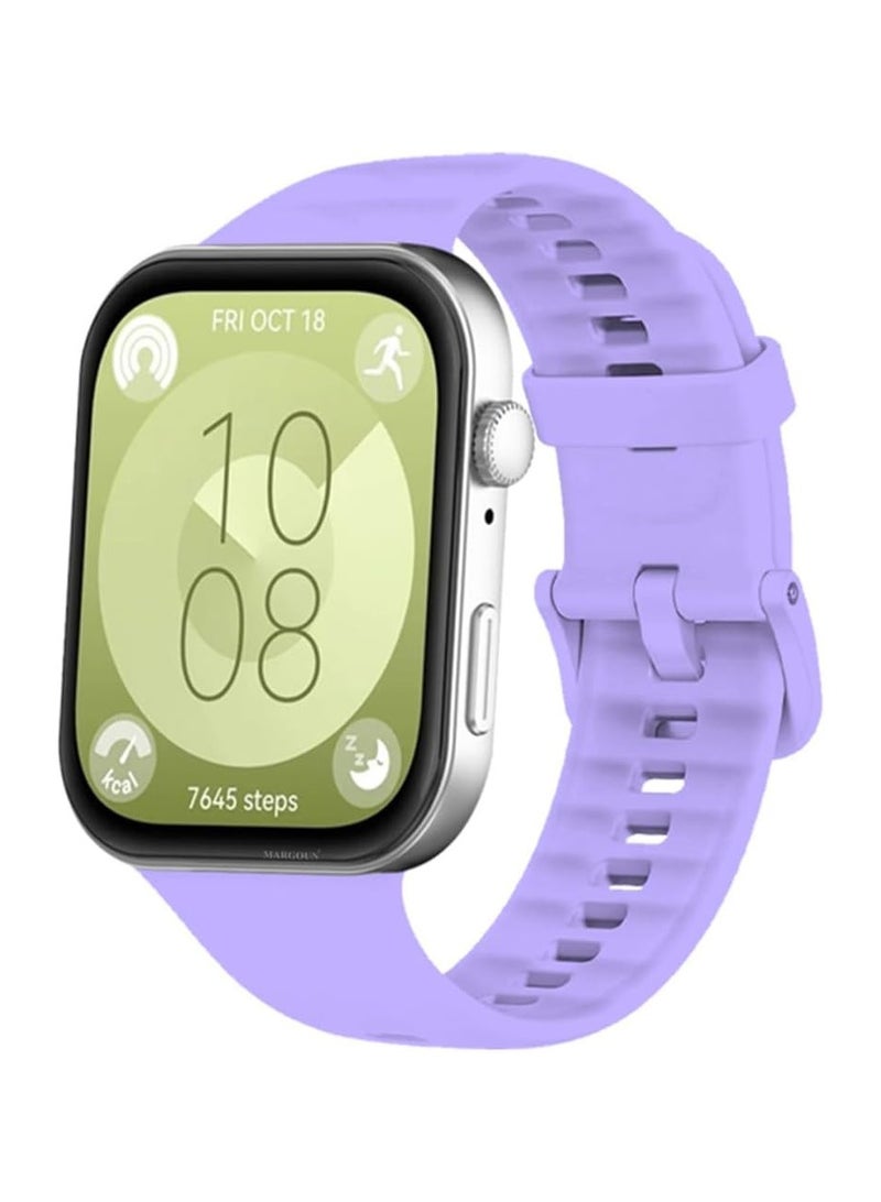 ACLIX Silicone Strap Compatible with Huawei Watch Fit 3, Adjustable Silicone Sport Watch Band Replacement Wristband for Men Women (Purple) - Image 1