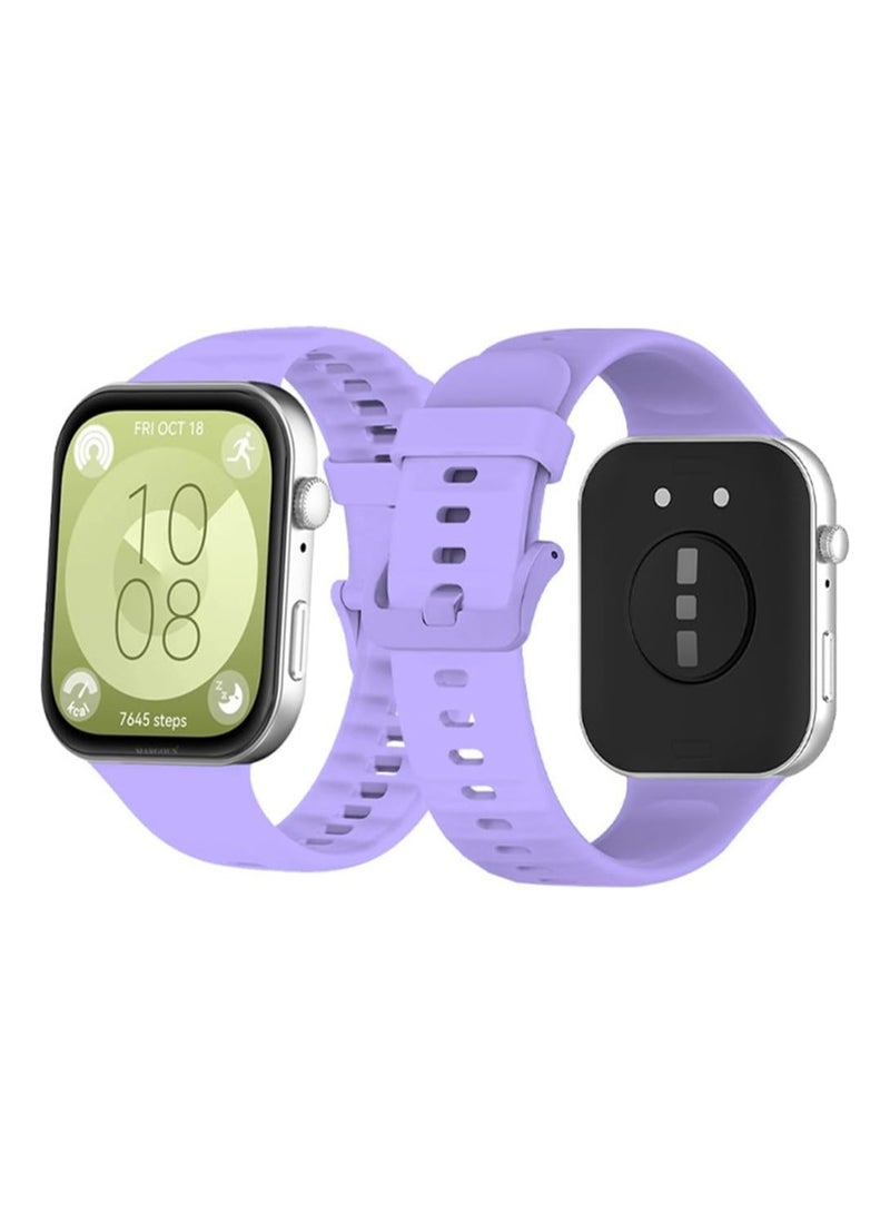 ACLIX Silicone Strap Compatible with Huawei Watch Fit 3, Adjustable Silicone Sport Watch Band Replacement Wristband for Men Women (Purple) - Image 2