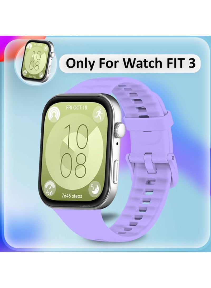 ACLIX Silicone Strap Compatible with Huawei Watch Fit 3, Adjustable Silicone Sport Watch Band Replacement Wristband for Men Women (Purple) - Image 3