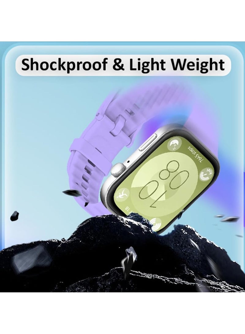 ACLIX Silicone Strap Compatible with Huawei Watch Fit 3, Adjustable Silicone Sport Watch Band Replacement Wristband for Men Women (Purple) - Image 4