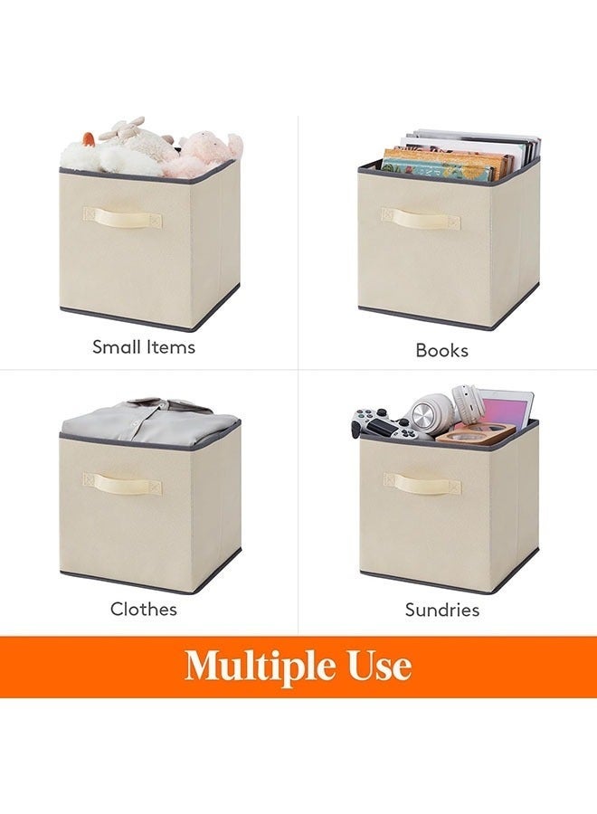 Arabest Collapsible Storage Cubes,Foldable Fabric Bins Multi-color Organizers Decorative Organizing Baskets for Shelves for Closet, Utility Room, Storage Room Set of 12 Beige - Image 4