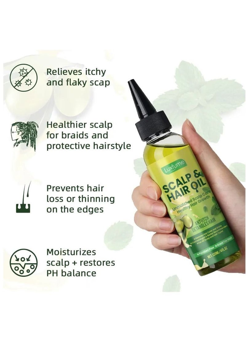 Luxfume زيت فروة الرأس والشعر 120 مل زيت العناية بالضفائر زيت مضاد للحكة لفك تشابك الشعر للعناية الفعالة بالشعر يعيد للشعر لمعانه ونعومته زيت علاج فروة الرأس والشعر  - Image 3