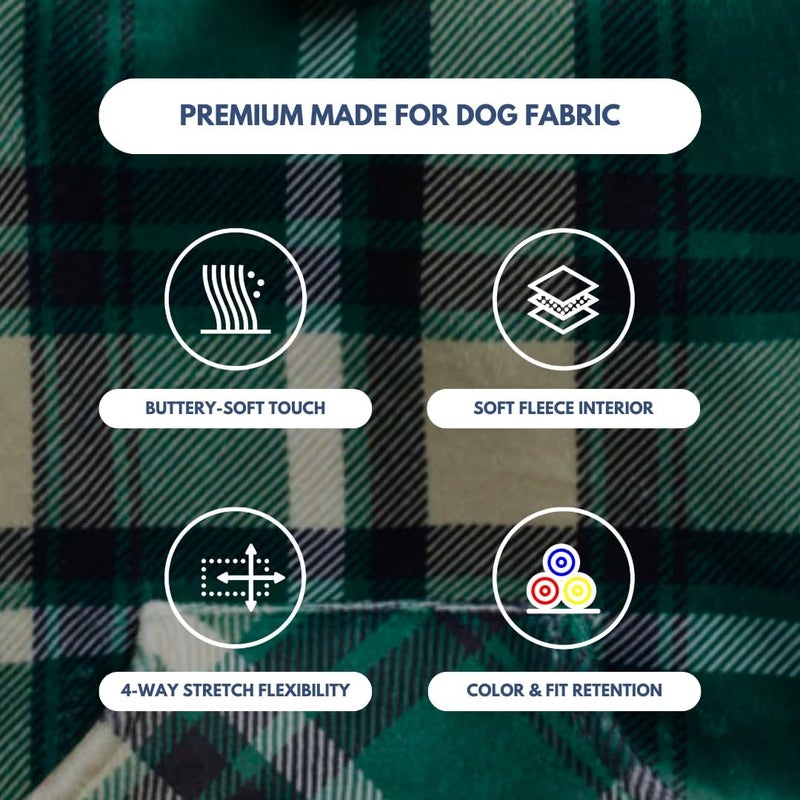 Spark Paws Dog Hoodie – Premium Dog Sweater for Small, Medium, and Large Dogs | Warm Outfits for French Bulldogs, Pitbull, Puppy, Winter Jacket Alternative - Green Plaid - S - Image 5