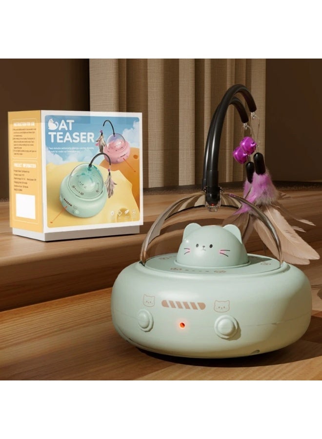 🚗 Smart Interactive Cat Toy with Wheels + Laser & Feather – 360° Random Movement Fun - Image 1