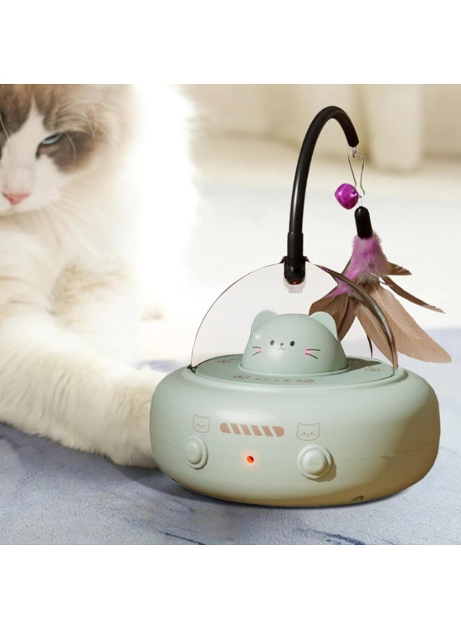 🚗 Smart Interactive Cat Toy with Wheels + Laser & Feather – 360° Random Movement Fun - Image 2