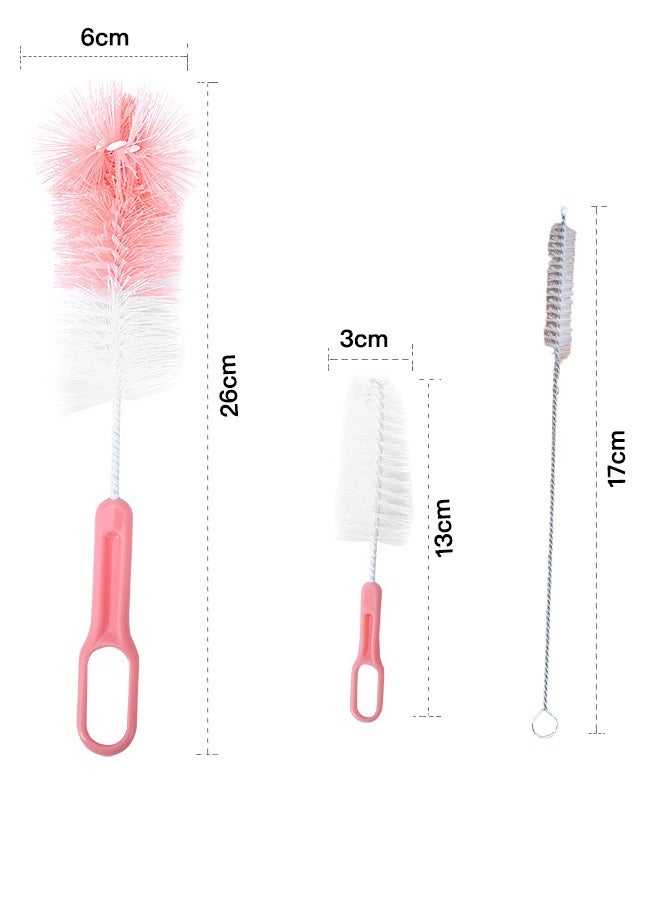 Bottle Brush Set of 3 for Narrow Neck Bottles, Baby Bottles, Glass Bottles and Canning Supplies, Along with Ergonomic Handle, Pink - Image 2