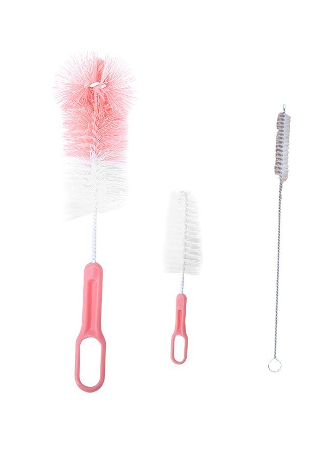 Bottle Brush Set of 3 for Narrow Neck Bottles, Baby Bottles, Glass Bottles and Canning Supplies, Along with Ergonomic Handle, Pink - Image 1