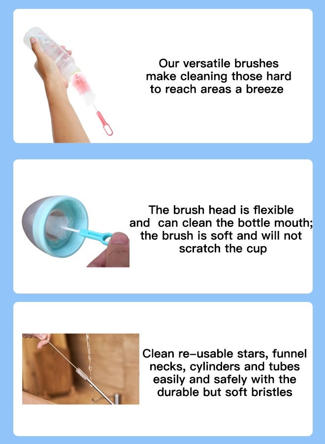 Bottle Brush Set of 3 for Narrow Neck Bottles, Baby Bottles, Glass Bottles and Canning Supplies, Along with Ergonomic Handle, Pink - Image 3