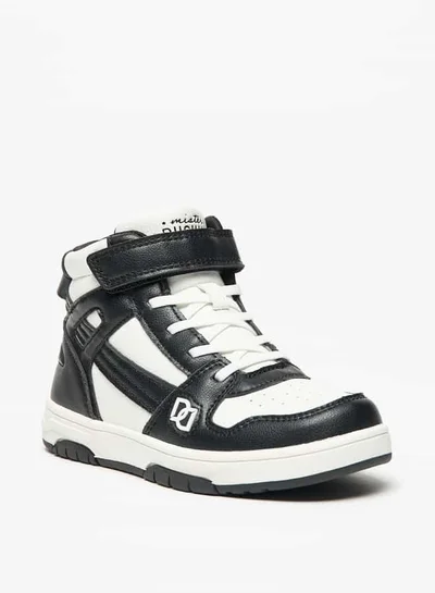 Mister Duchini Boys' Panelled Sneakers with Hook and Loop Closure