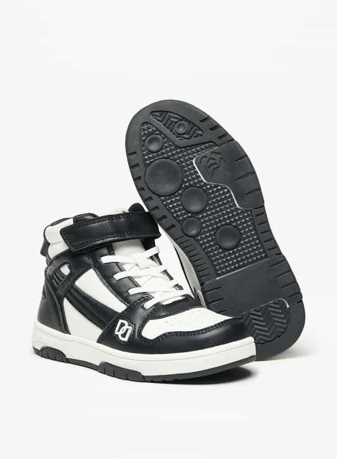 Mister Duchini Boys' Panelled Sneakers with Hook and Loop Closure