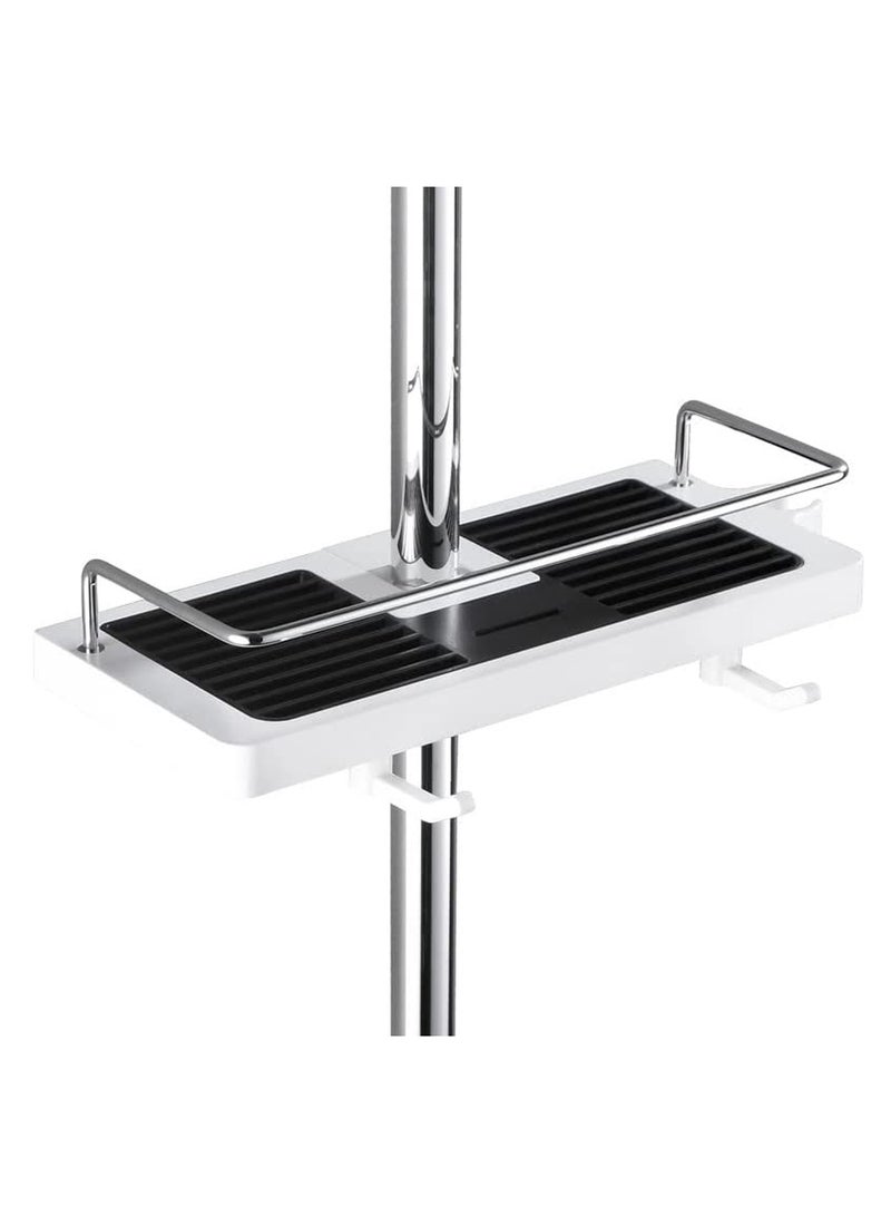 SYOSI Bathroom Shelf, Shower Caddy No Drilling Shower Shelf Caddy, Bath Organiser with Buckle and Shower Head Hook Rustproof Storage Rack for 22mm-25mm Shower Rail Silver - Image 1