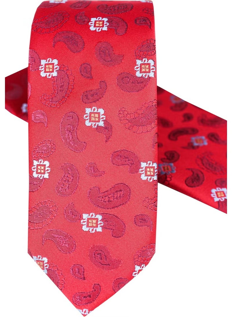 Varetta Men's Red Slim Cut Handkerchief Patterned Tie - Image 2