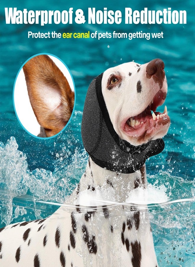 AOOLMOL Dog Ear Muffs Wrap for Hematoma, Bathing, Drying, Swimming & Noise Anxiety Relief- Elastic Waterproof Ear Protection with Calming Hoodie Design for Grooming - Image 3