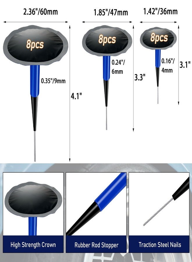 Socpuro Tire Repair Patch Tool Kit Including 24pcs Tire Patch Plugs, Tungsten Buffing Wheel, Tire Patch Roller with 4mm Twist Drill Bits for Vehicle - Image 2