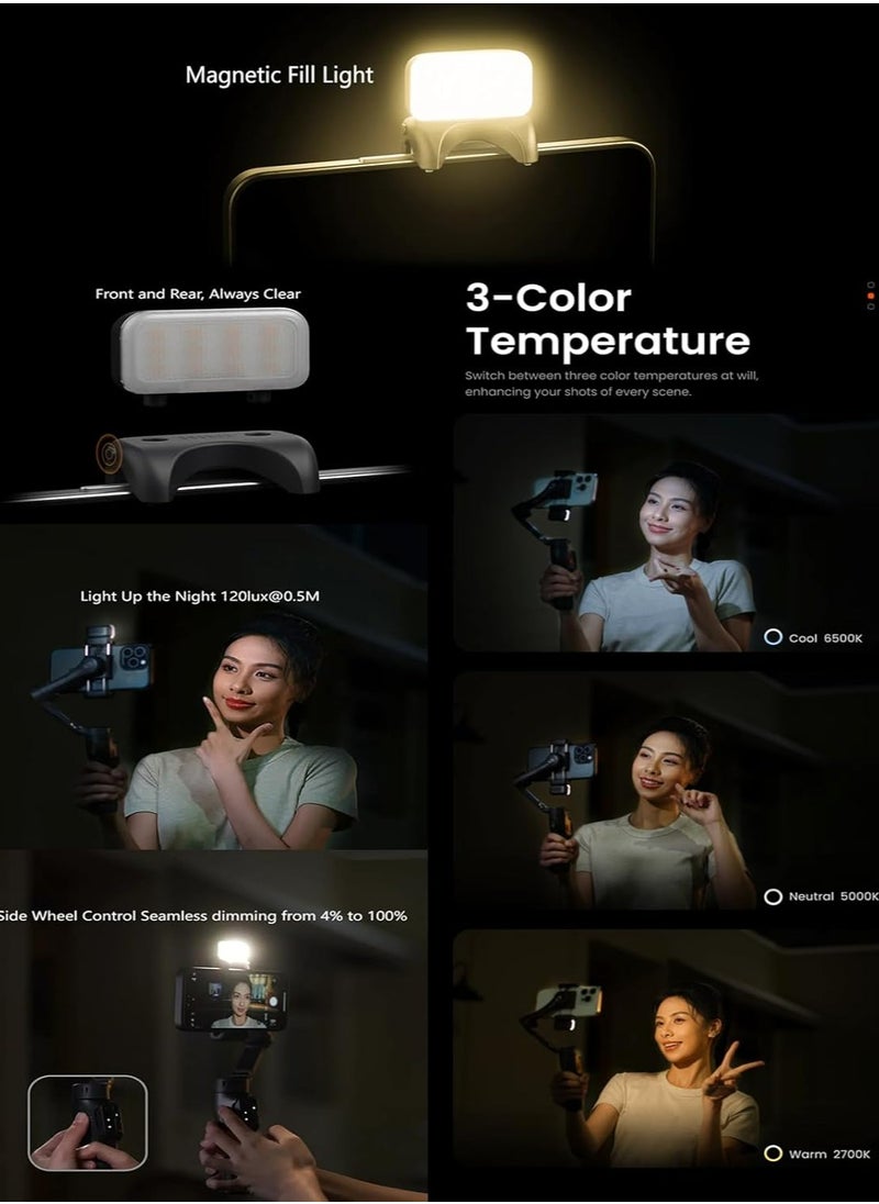 hohem - Hohem iSteady X3 3-axis Palm Foldable Smartphone Gimbal with built in extendable selfie rod, detachable remote controller and Ai Tracking (Black) - Image 1