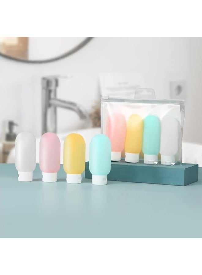 4PCS  Leak Proof Refillable Squeezable Containers Set with Carry Bag for Liquid Shampoos, Soap and Toiletries (Multicolor) - Image 2