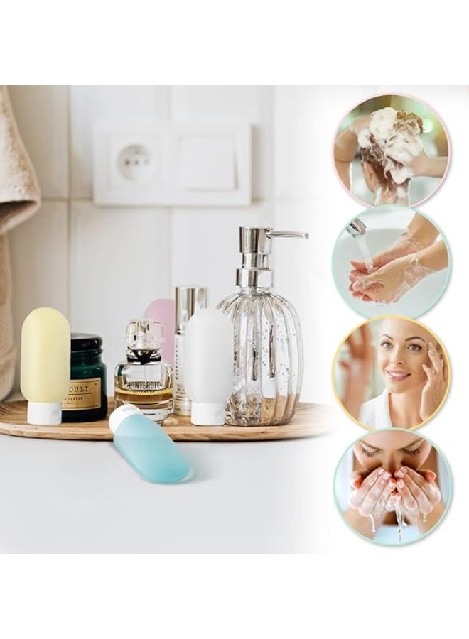 4PCS  Leak Proof Refillable Squeezable Containers Set with Carry Bag for Liquid Shampoos, Soap and Toiletries (Multicolor) - Image 5