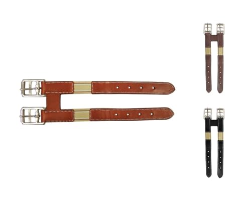 Paris Tack English Leather Elastic Girth Extender with Stainless Steel Roller Buckles and Double Layer Elastic. 1 Year Warranty. - Image 1