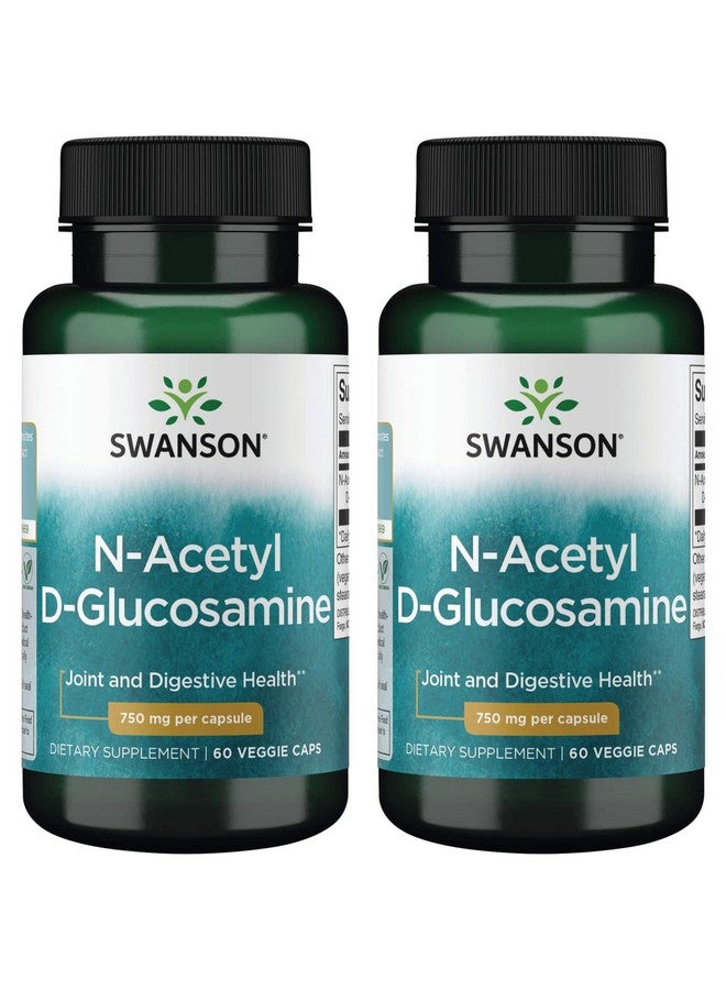 Swanson N-Acetyl D-Glucosamine - Natural Supplement Promoting Joints Support & Gastrointestinal Health - Natural Formula Supporting Healthy Cartilage - (60 Veggie Capsules, 750mg Each) 2 Pack - Image 1