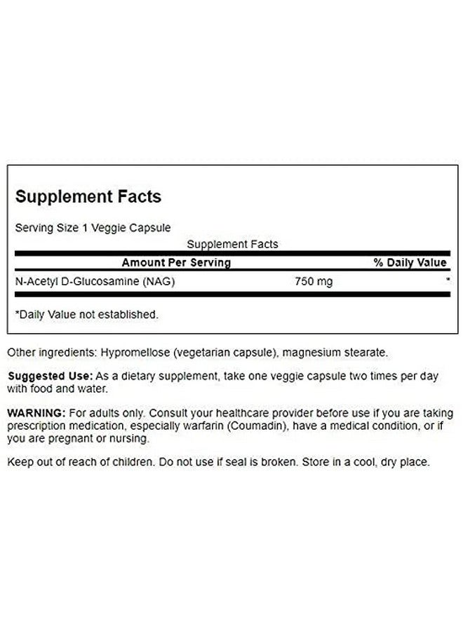 Swanson N-Acetyl D-Glucosamine - Natural Supplement Promoting Joints Support & Gastrointestinal Health - Natural Formula Supporting Healthy Cartilage - (60 Veggie Capsules, 750mg Each) 2 Pack - Image 2