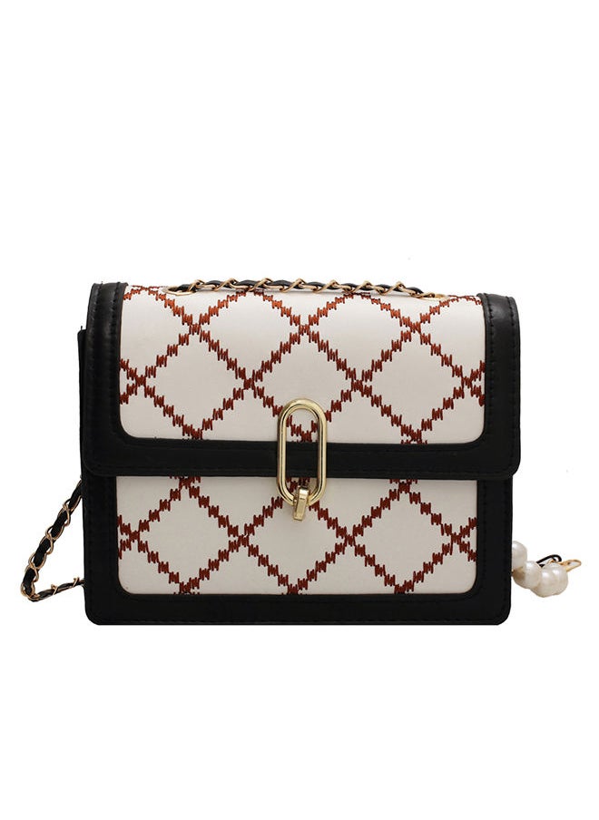 Sharpdo - Women's Luxury Square Handbag with Pearl Chain Versatile Shoulder & Cross-body Bag - Image 1