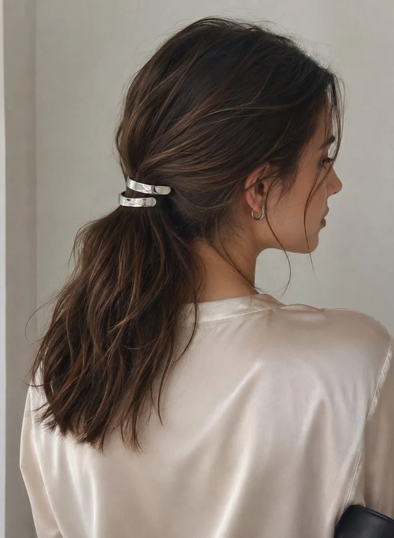 French Connection UK Rhodium Open Metal Curve Hair Tie Bobble for Women | Best Price UAE