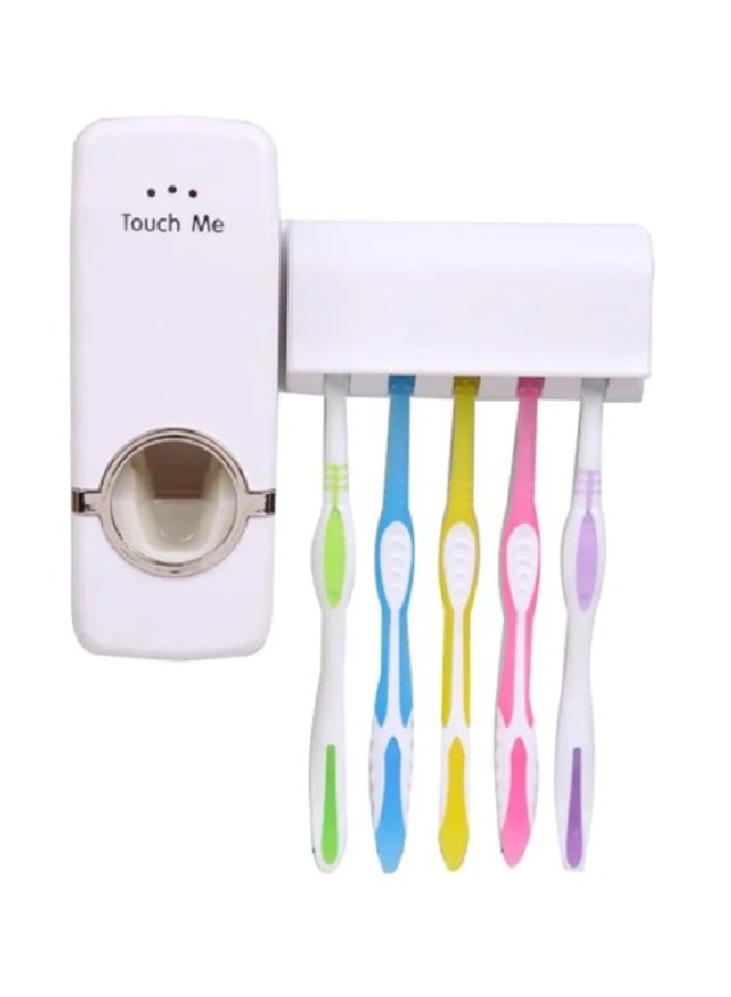 Touch Me! Automatic Toothpaste Dispenser And Toothbrush Holder White - Image 1