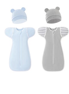Beauenty 4 PCS Baby Swaddle Blanket Sack, Baby Sleeping Bag with Arms Free Design, Transition to Arm Freedom Wearable for Newborn Girl and Boy, 100% Breathable Cotton 3-6Months  - Image 1