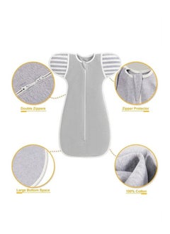 Beauenty 4 PCS Baby Swaddle Blanket Sack, Baby Sleeping Bag with Arms Free Design, Transition to Arm Freedom Wearable for Newborn Girl and Boy, 100% Breathable Cotton 3-6Months  - Image 2