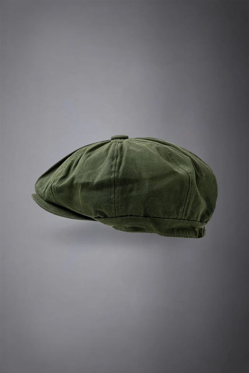 Doppelganger Green Men's flat cap in waxed fabric - Military for Men | Best Price UAE
