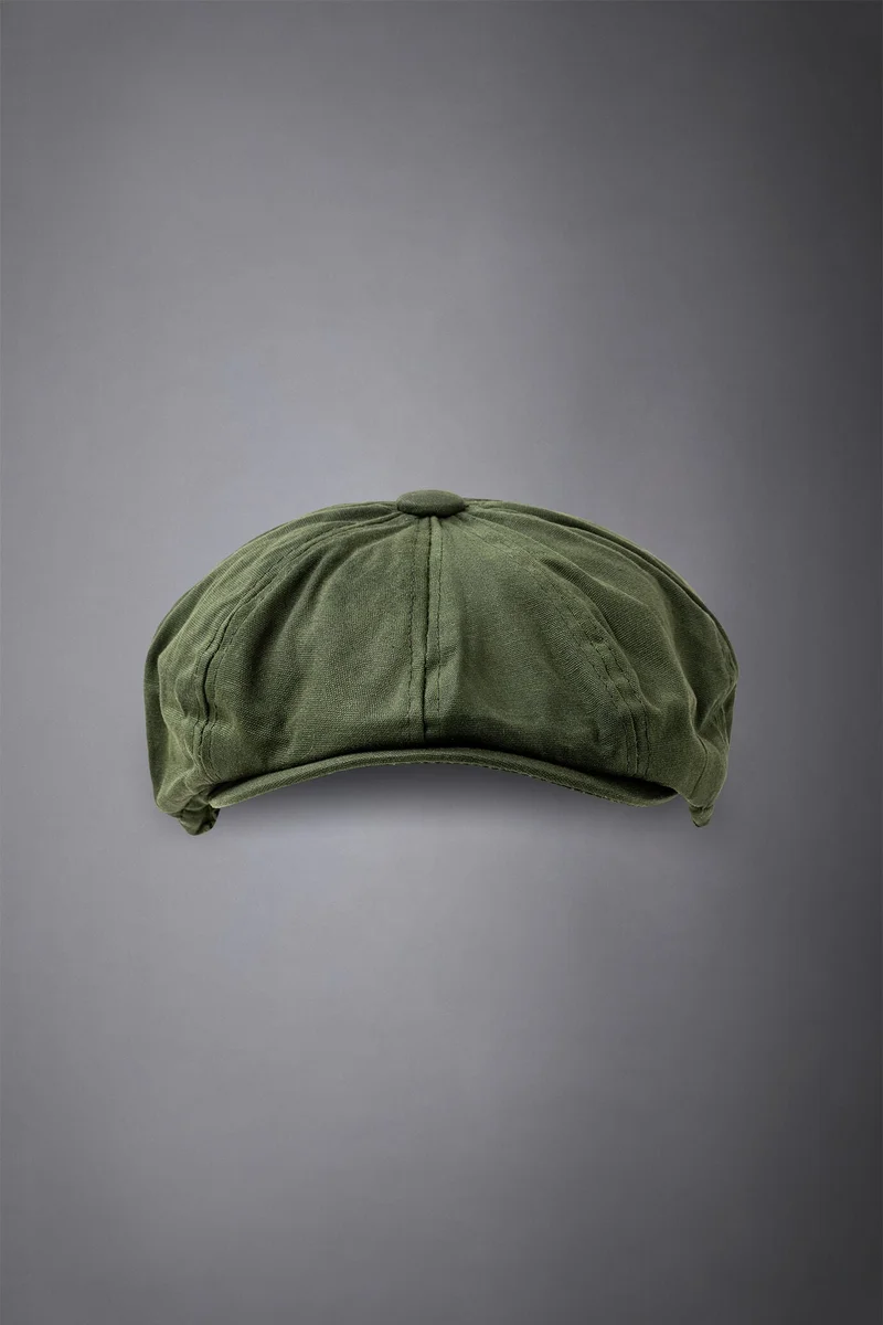 Men's flat cap in waxed fabric - Military