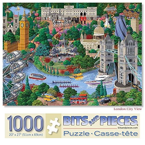 Bits and Pieces – London City View Jigsaw Puzzle for Adults – England Cityscape by Artist Joseph Burgess – Random Cut Puzzle (1000 Piece Puzzle 20" x 27") - Image 1