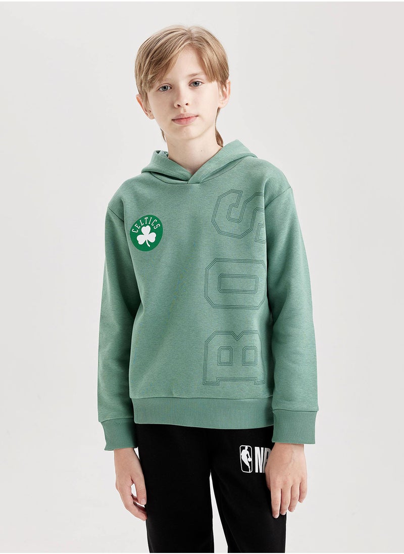 DeFacto Green Nba Boston Celtics Regular Fit Crew Neck Back Printed Thick Sweatshirt  - Image 1