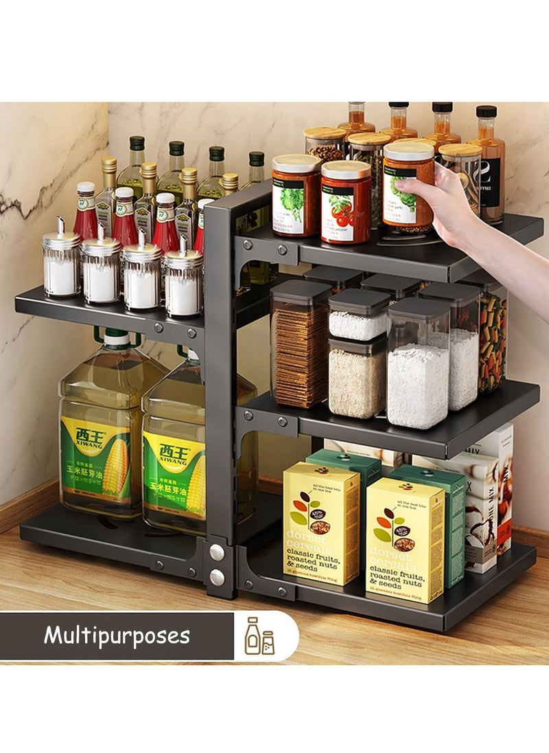 Pots and Pans Organizer for Cabinet,Kitchen Organizer and Storage Rack,Space Saving Stand with Adjustable Dividers,5 Layer Double Sided With Panel Black.