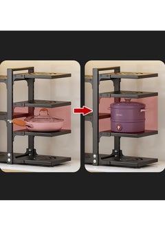 TYCOM Tycom Pots and Pans Organizer for Cabinet,Kitchen Organizer and Storage Rack,Space Saving Stand with Adjustable Dividers,5 Layer Double Sided With Panel Black.  - Image 3