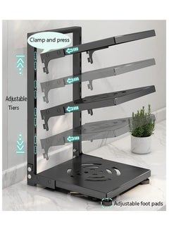 TYCOM Tycom Pots and Pans Organizer for Cabinet,Kitchen Organizer and Storage Rack,Space Saving Stand with Adjustable Dividers,5 Layer Double Sided With Panel Black.  - Image 2