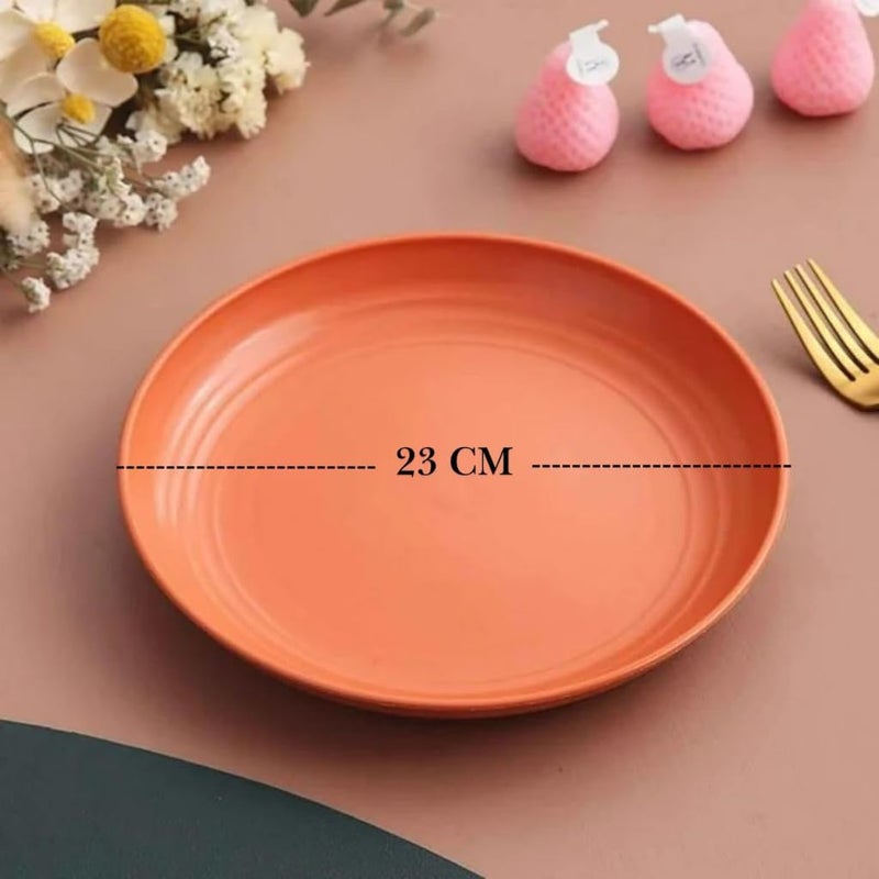Sugalsu 905 Inch Lightweight Wheat Straw Plates Microwave and Dishwasher Safe BPAFree and Healthy Wheat Straw Plates Unbreakable Deep Dinner Plates Set of 6 Orange - Image 2