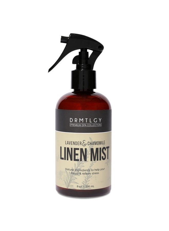 DRMTLGY Natural Lavender Linen Mist and Room Spray. Pure Lavender Essential Oil and Chamomile Pillow Spray, and Fabric Aromatherapy Spray, 8 oz  - Image 1