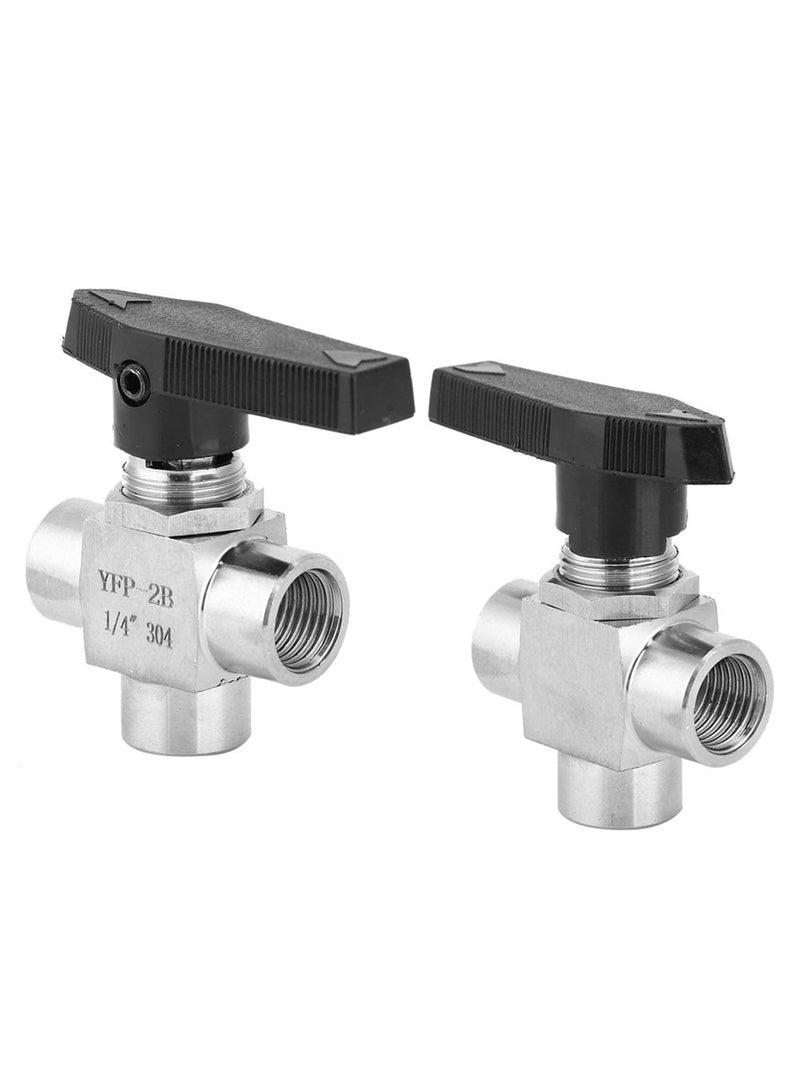 Ball Valve, Thread Stainless Steel Valve, 3 Way Stainless Steel Ball Valve BSPP Female Thread Valve, Air Tube Hand Valve, for Water, Gas, Oil, Fuel, Etc Pipe Flow Control (BSPP1/4) - Image 5