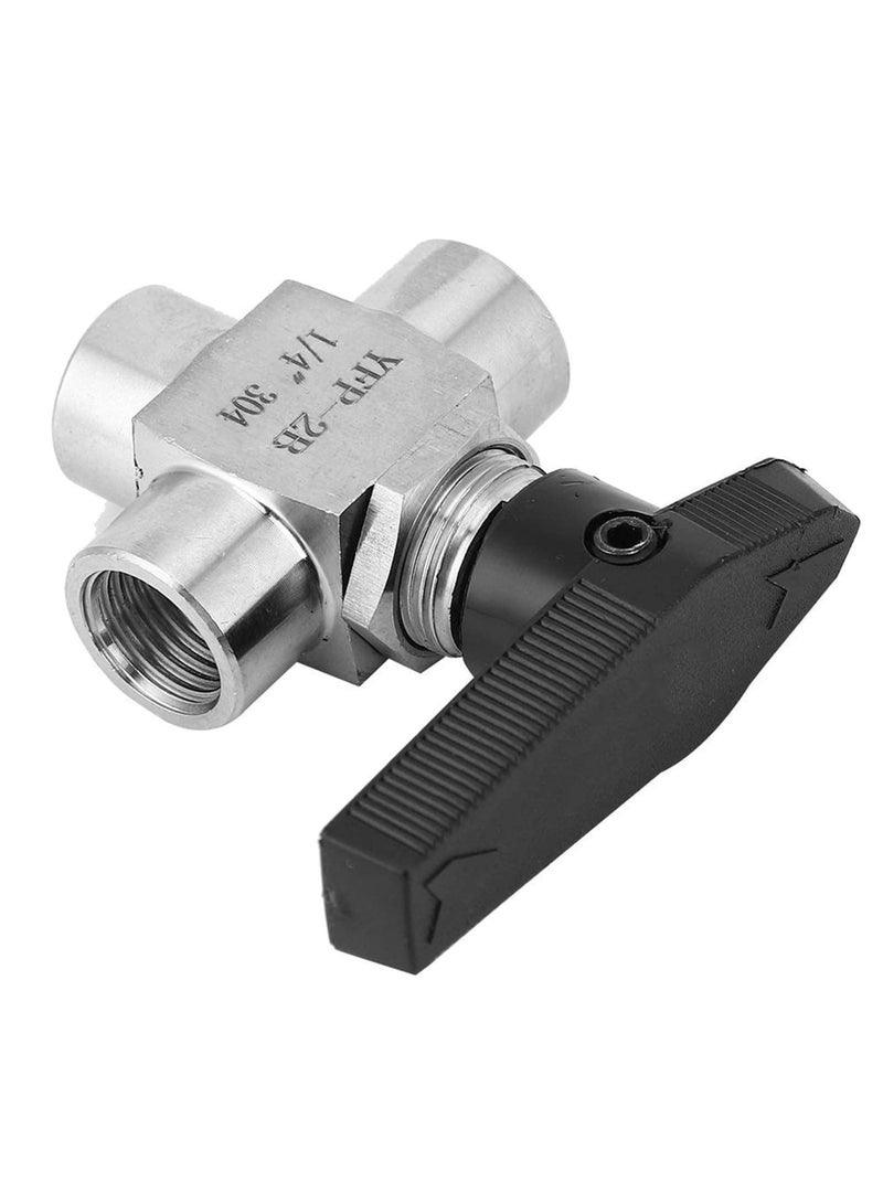 Ball Valve, Thread Stainless Steel Valve, 3 Way Stainless Steel Ball Valve BSPP Female Thread Valve, Air Tube Hand Valve, for Water, Gas, Oil, Fuel, Etc Pipe Flow Control (BSPP1/4) - Image 2