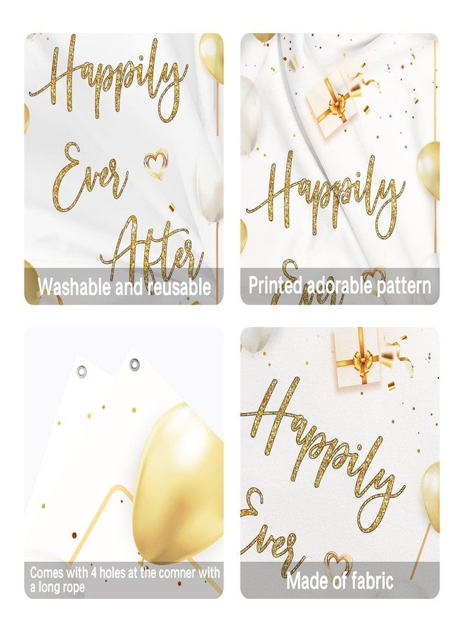 INNORU Happily Ever After Door Banner Decoration, Wedding Party Door Cover Decor, Engagement Porch Sign, Retirement Party Photo Booth Backdrop Background Supplies - Image 3