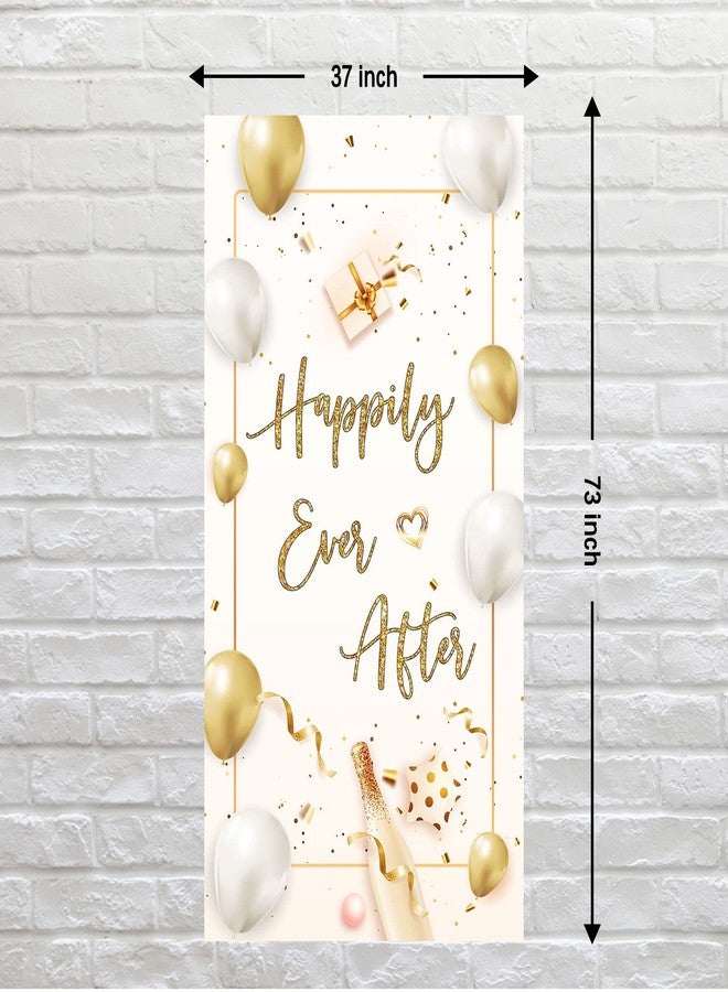 INNORU Happily Ever After Door Banner Decoration, Wedding Party Door Cover Decor, Engagement Porch Sign, Retirement Party Photo Booth Backdrop Background Supplies - Image 2
