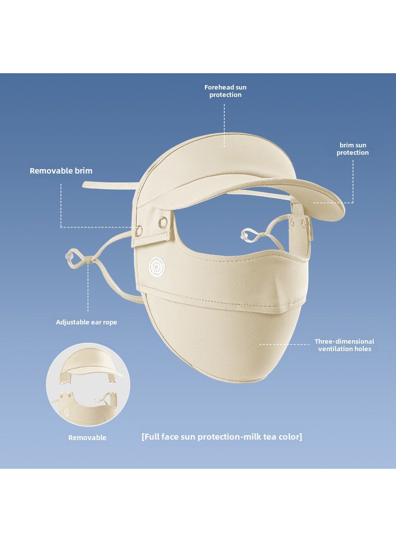 Generic 2024 Shading Mask Gradient Cooling Sun-Protective Breathable Women Upgraded (Brim) Milk Tea 