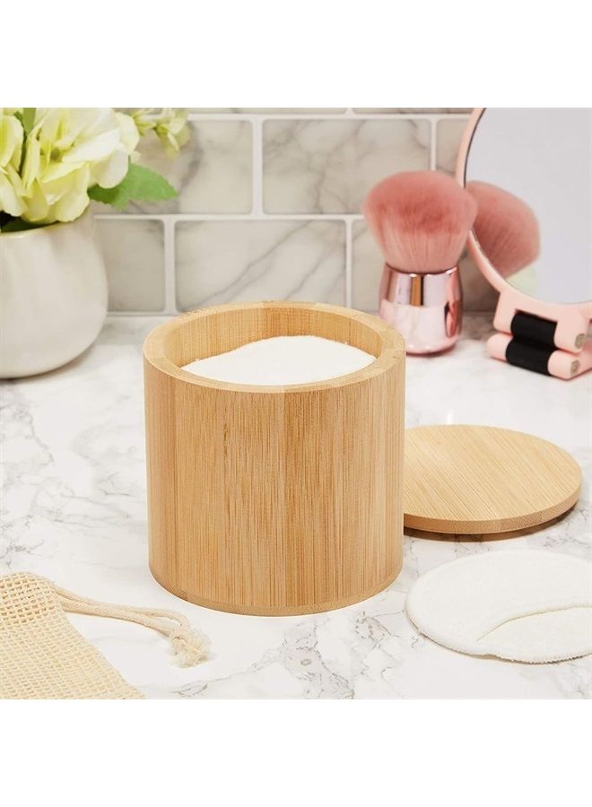 Glamlily 16 Pack Reusable Cotton Pads for Face Makeup Removal with Bamboo Holder and Mesh Storage Bag (White) - Image 1