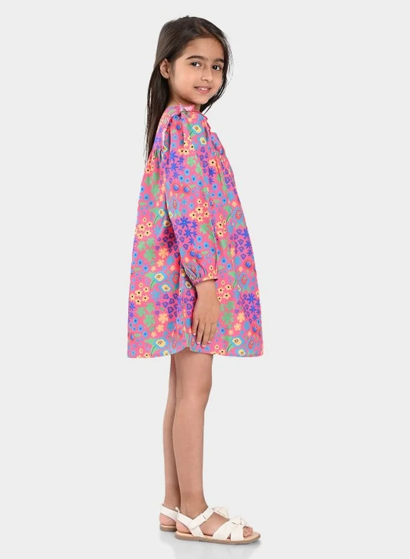 Bonkids Floral Balloon Sleeve Dress