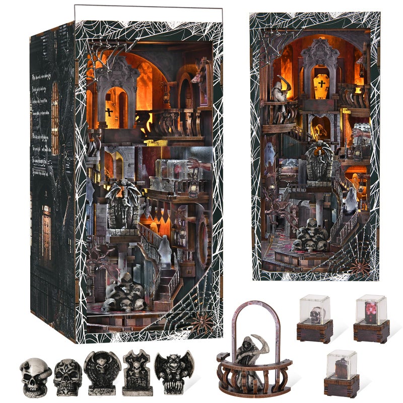 MiniCity Book Nook Kit DIY Miniature Dollhouse Kit 3D Puzzles for Adults Tiny House Mini Home Craft Bookshelf Nook Puzzle Book Decor Gifts for Teenagers Book Lovers Haunting Relics - Image 3