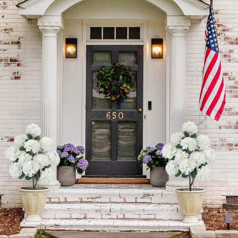 GTIDEA 2 Pack 3.5FT Artificial Hydrangea Tree Outdoor Fake Tree with Spikes Faux Hydrangea Bushes White Flower Tree for Outdoor Planters Front Porch Garden Patio Parterre Decor - Image 5