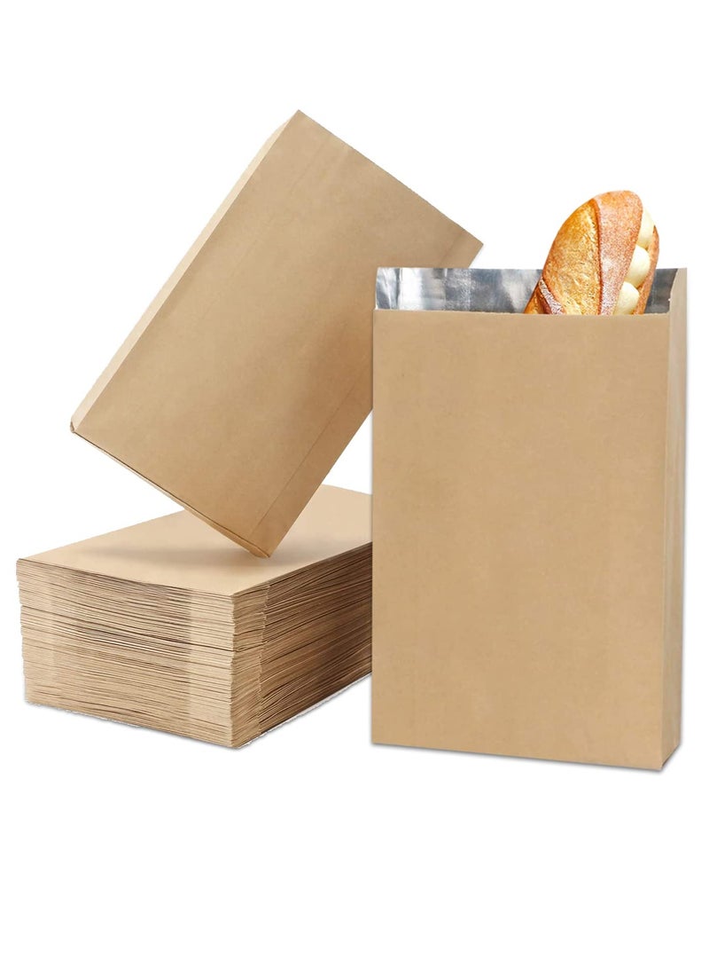 SYOSI أكياس مطبخ من ورق كرافت، 50 قطعة أكياس غداء مصنوعة من رقائق الألمنيوم، أكياس برجر مقاومة للزيت مبطنة برقائق الألمنيوم، مقاومة للزيت ومعزولة، أكياس شواء، أكياس بسكويت، أكياس فوشار، 8.6×4.7×1.5 بوصة - Image 1