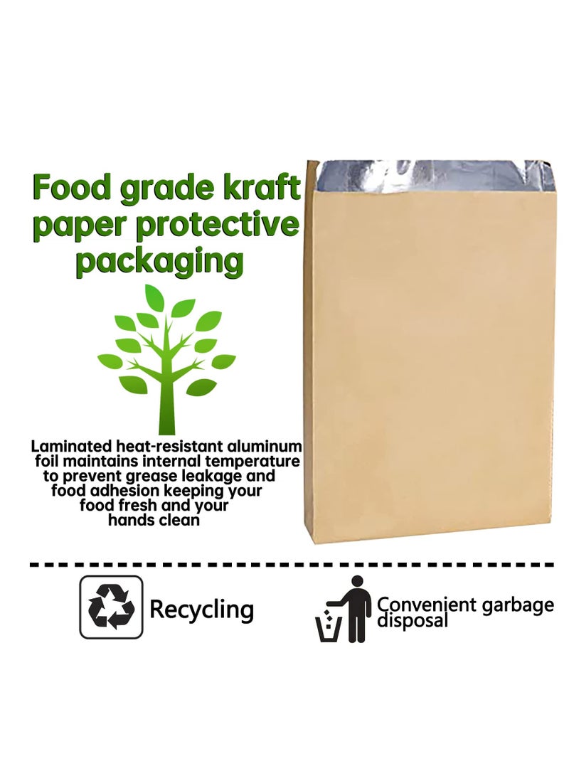 SYOSI أكياس مطبخ من ورق كرافت، 50 قطعة أكياس غداء مصنوعة من رقائق الألمنيوم، أكياس برجر مقاومة للزيت مبطنة برقائق الألمنيوم، مقاومة للزيت ومعزولة، أكياس شواء، أكياس بسكويت، أكياس فوشار، 8.6×4.7×1.5 بوصة - Image 3